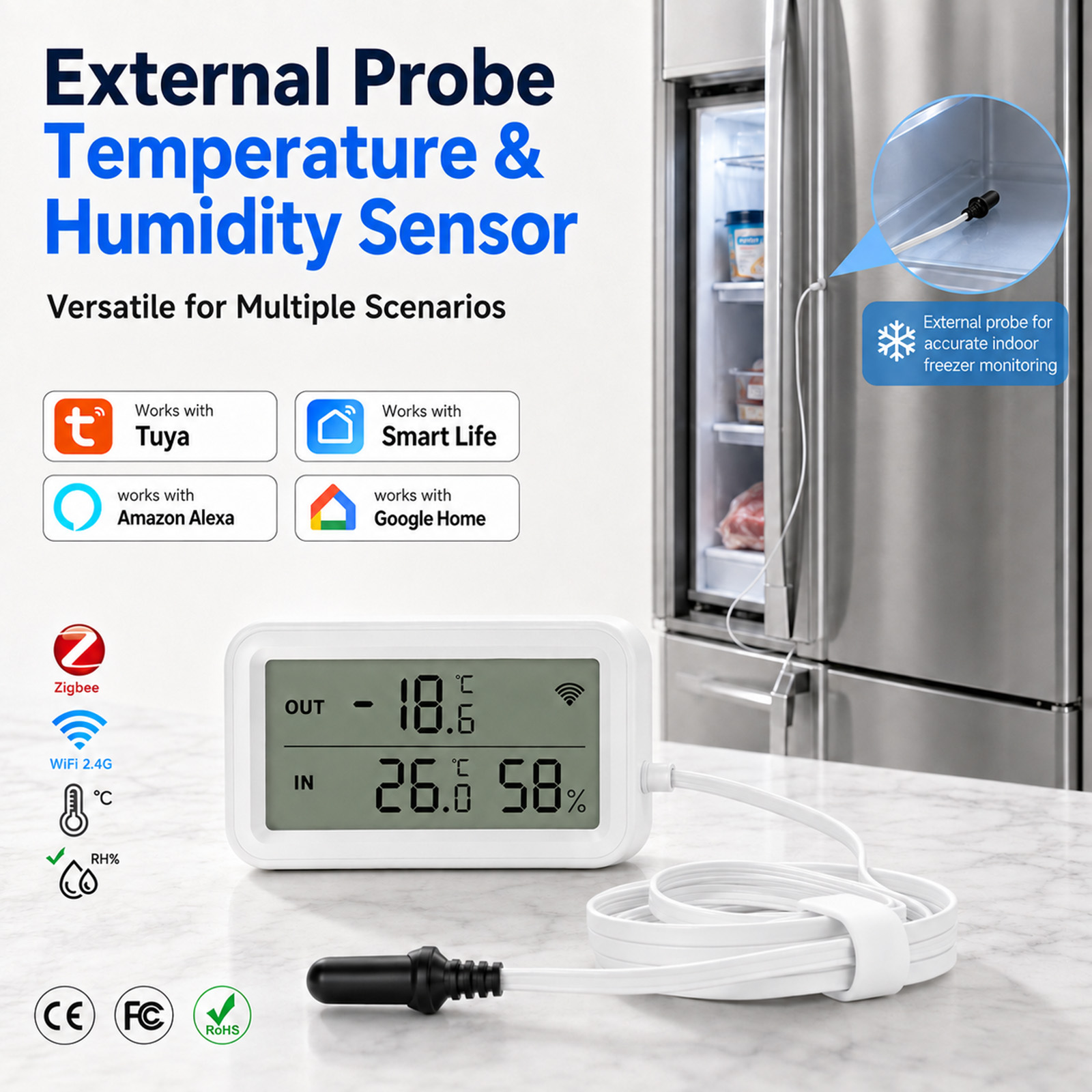 Wifi Thermostat - مقياس حرارة ورطوبة خارجي مقاوم للماء